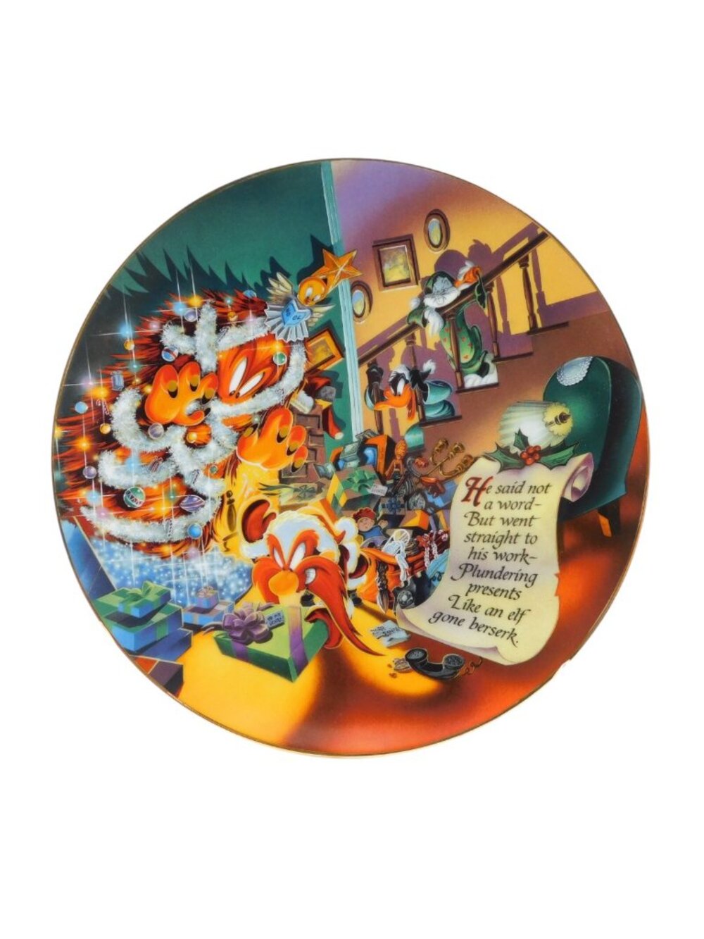 CHRISTMAS 1996 Warner Bros. Plate Art Limited Edition Bugs Bunny Yosemite Sam
